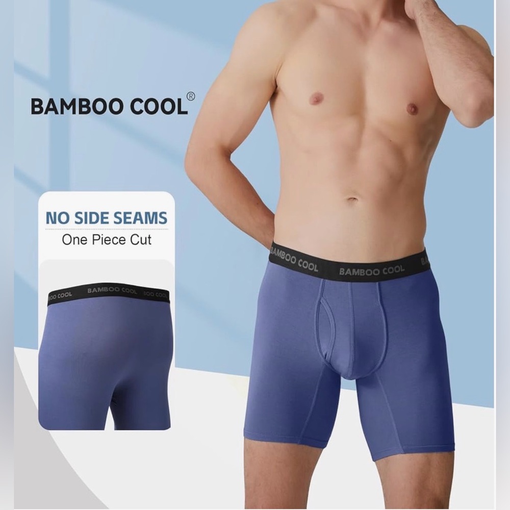BAMBOO Men's Boxer Briefs - Black, Gray, Blue, Red Set 7 pack NIB - Picture 2 of 11